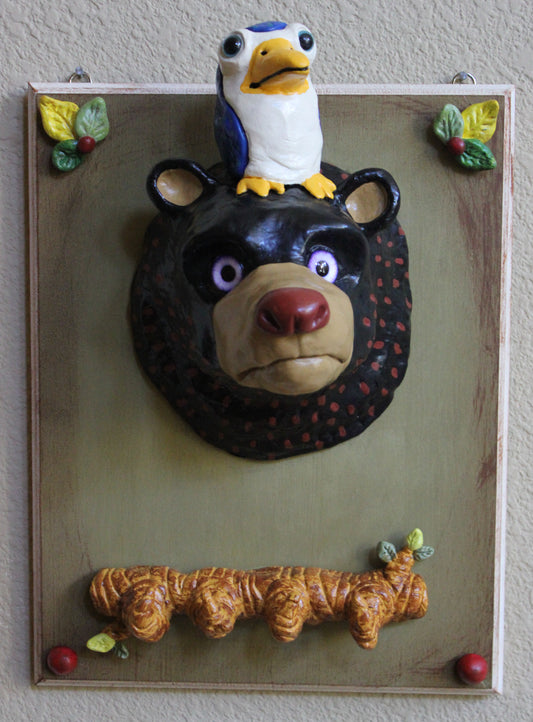 Bear and Bird Wall Plaque and Organizer