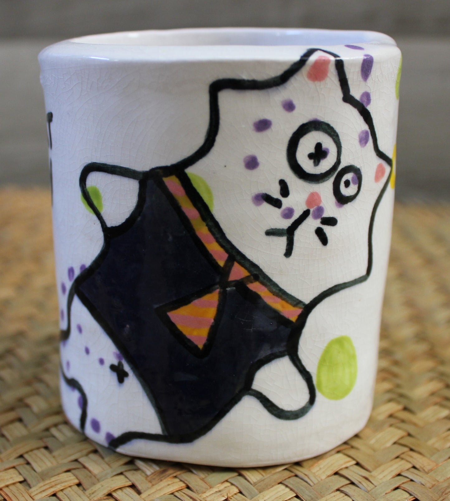 Cat Drawing Ceramic Candle Holder