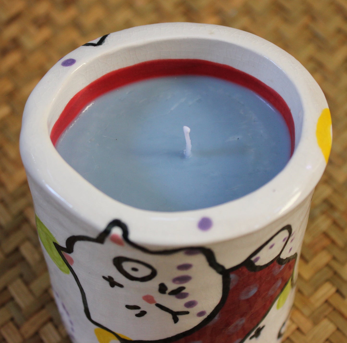 Cat Drawing Ceramic Candle Holder