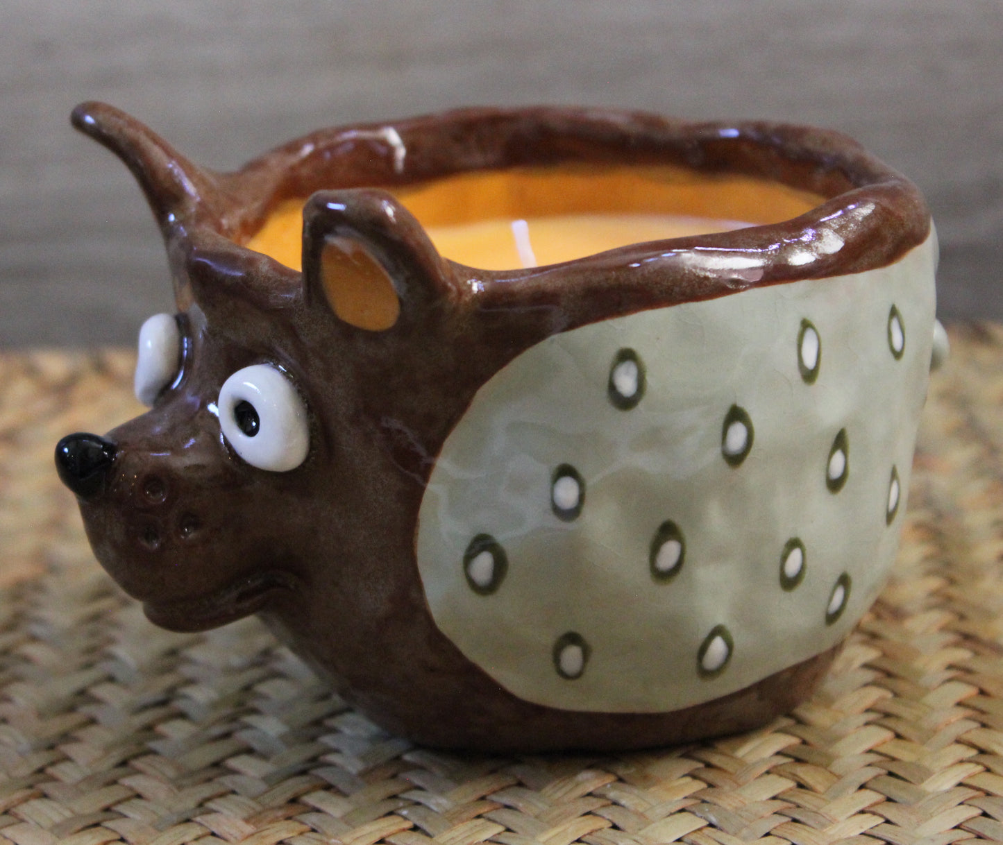 Dog Sculpture Tabletop Container with Scented Candle