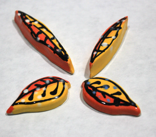 Small, Hand-Painted Leaf Tile Set for Crafting & Mosaics