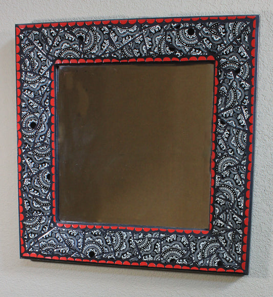 Black, White & Red Spanish Tile Mosaic Mirror