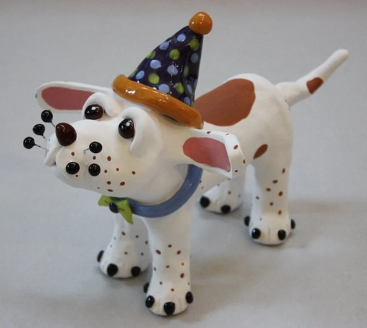 Pete the Pup White & Brown Dog sculpture - SOLD