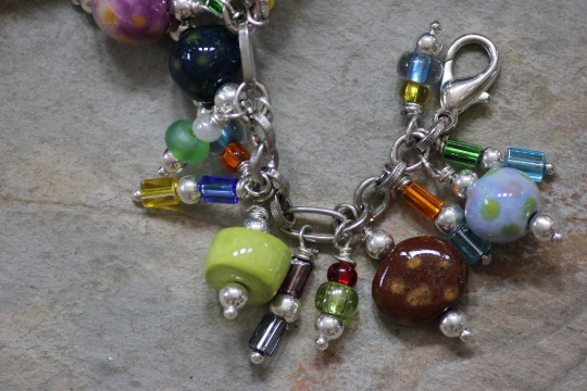 Multicolor Coin and Glass Tube Beaded Bracelet