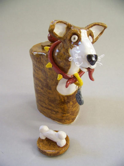 Handmade Brindle Great Dane Dog Ceramic Lidded Jar