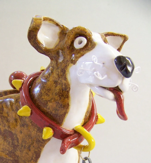 Handmade Brindle Great Dane Dog Ceramic Lidded Jar