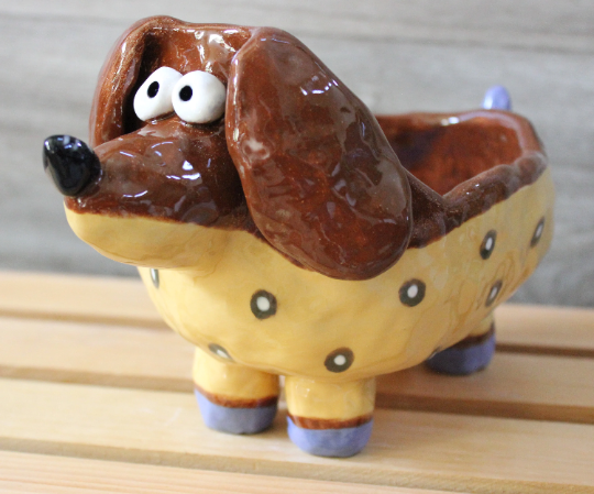 Doxie Dog Planter, Container and Home Decoration