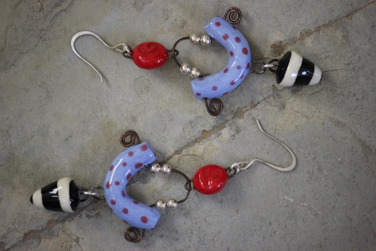 Polka Dot, Striped, Multi Shaped and Color Beaded  Earrings