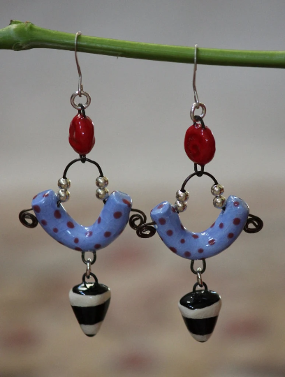 Polka Dot, Striped, Multi Shaped and Color Beaded  Earrings
