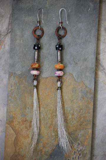 Country and Rustic Mix Beaded Horsehair Earring Set