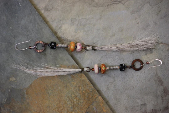 Country and Rustic Mix Beaded Horsehair Earring Set