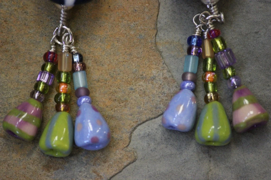 Colorful, Mixed Pattern and Shaped Beads Dangle Earrings