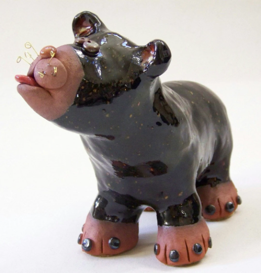 Ceramic Standing Grizzly Bear Sculpture