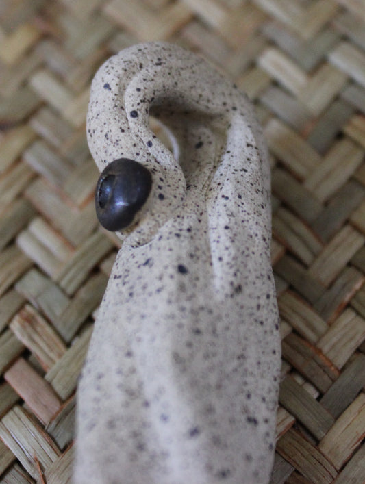 Earthy Ceramic Blue-Grey Serving Spoon as a Unique Ornament or for Food Consumption