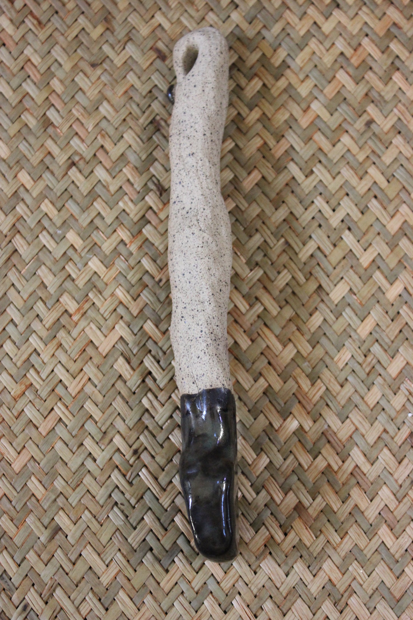 Earthy Ceramic Brown-Carmel Serving Spoon as a Unique Ornament or for Food Consumption