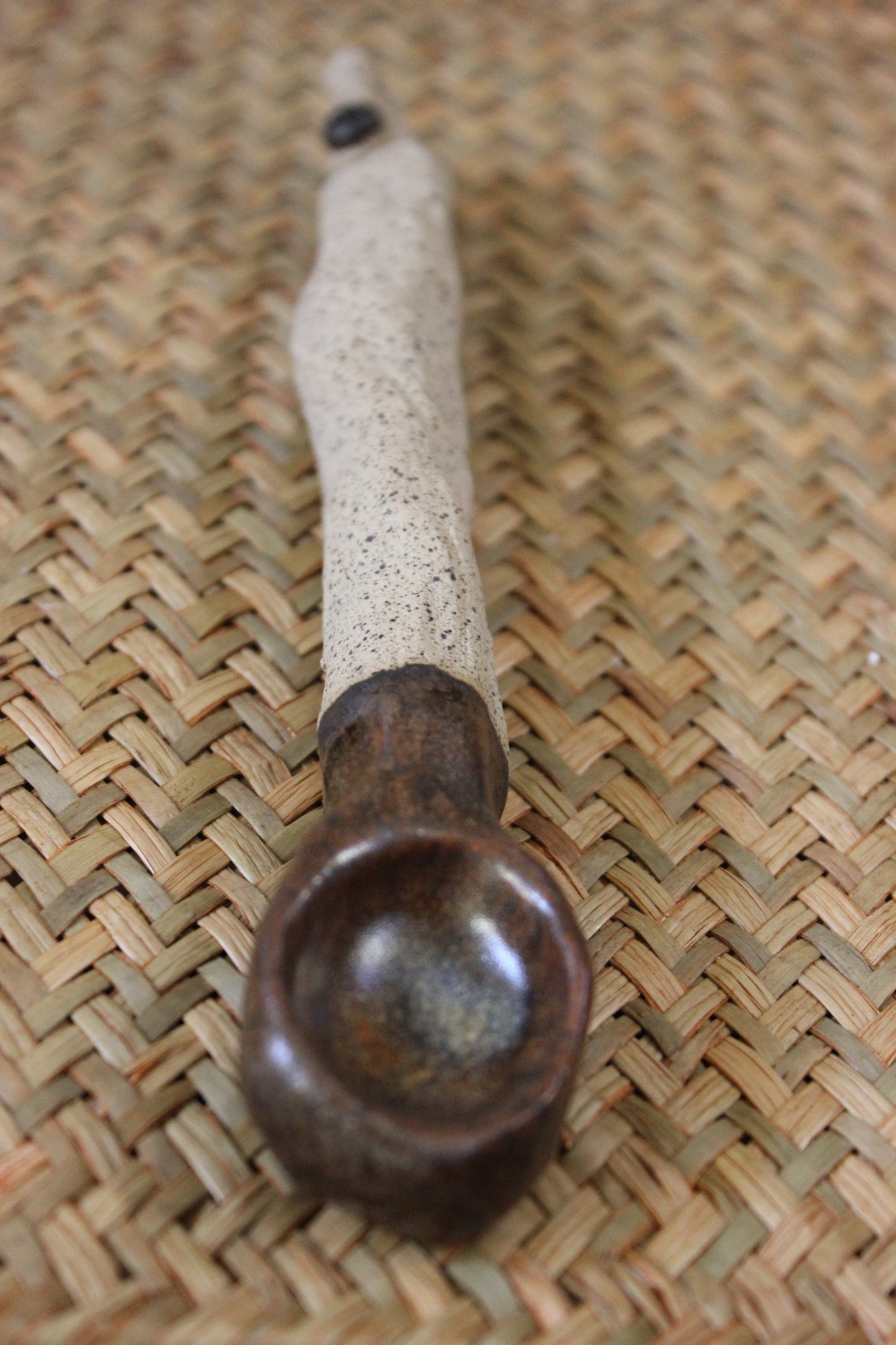 Earthy Ceramic Blue-Black Serving Spoon as a Unique Ornament or for Food Consumption