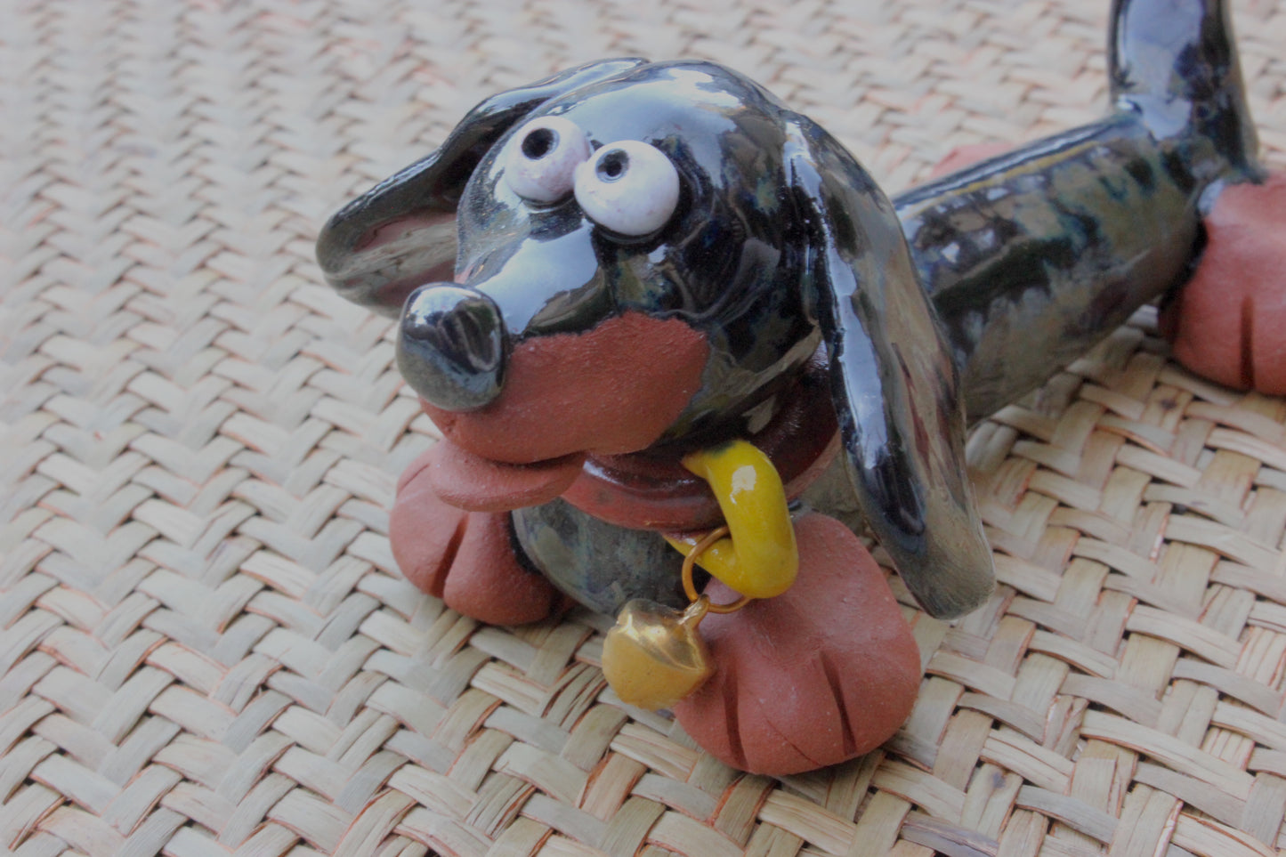Ceramic Dachshund Dog Mini Tabletop Sculpture - SOLD