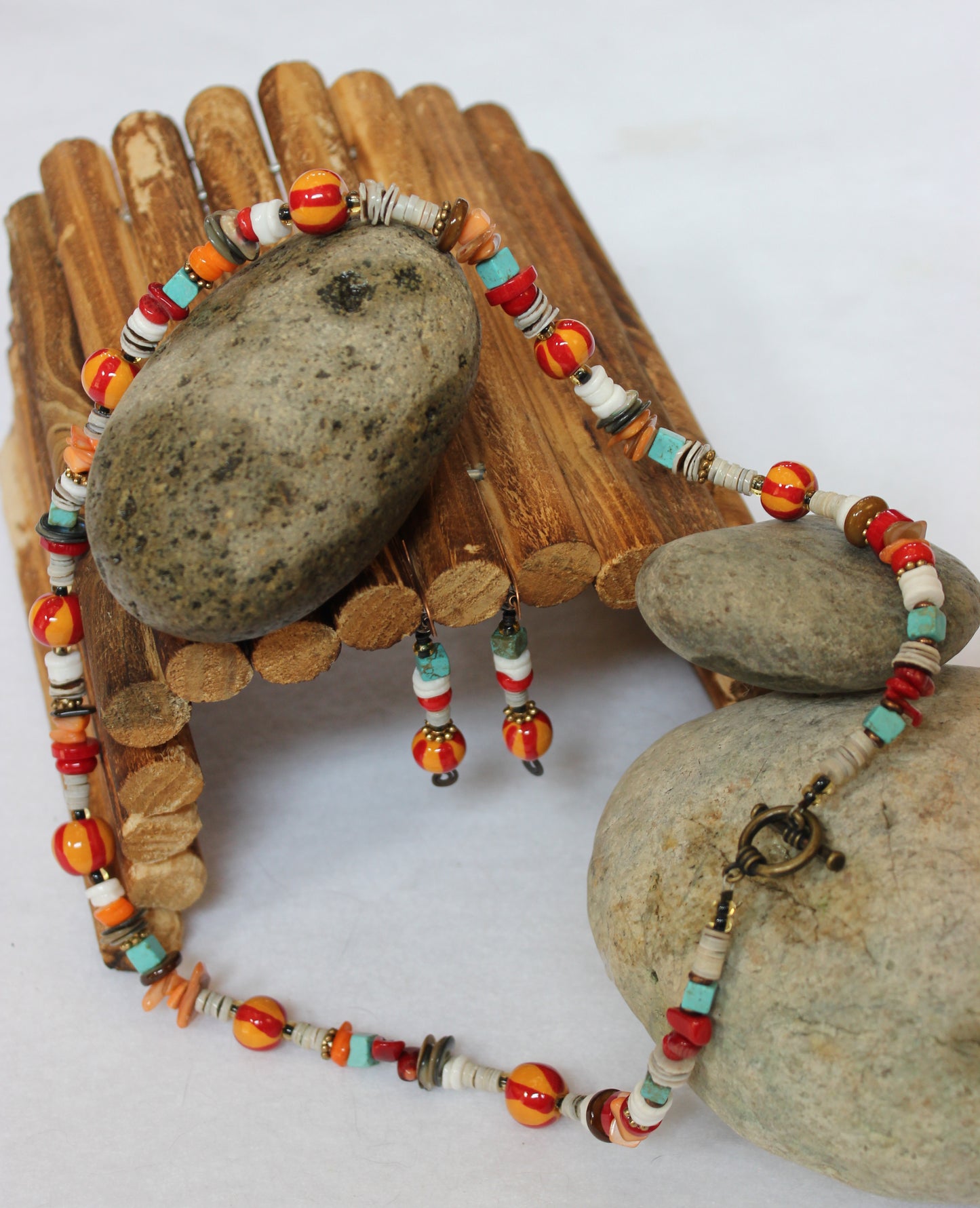 Howlite Turquoise & Porcelain Beaded Necklace