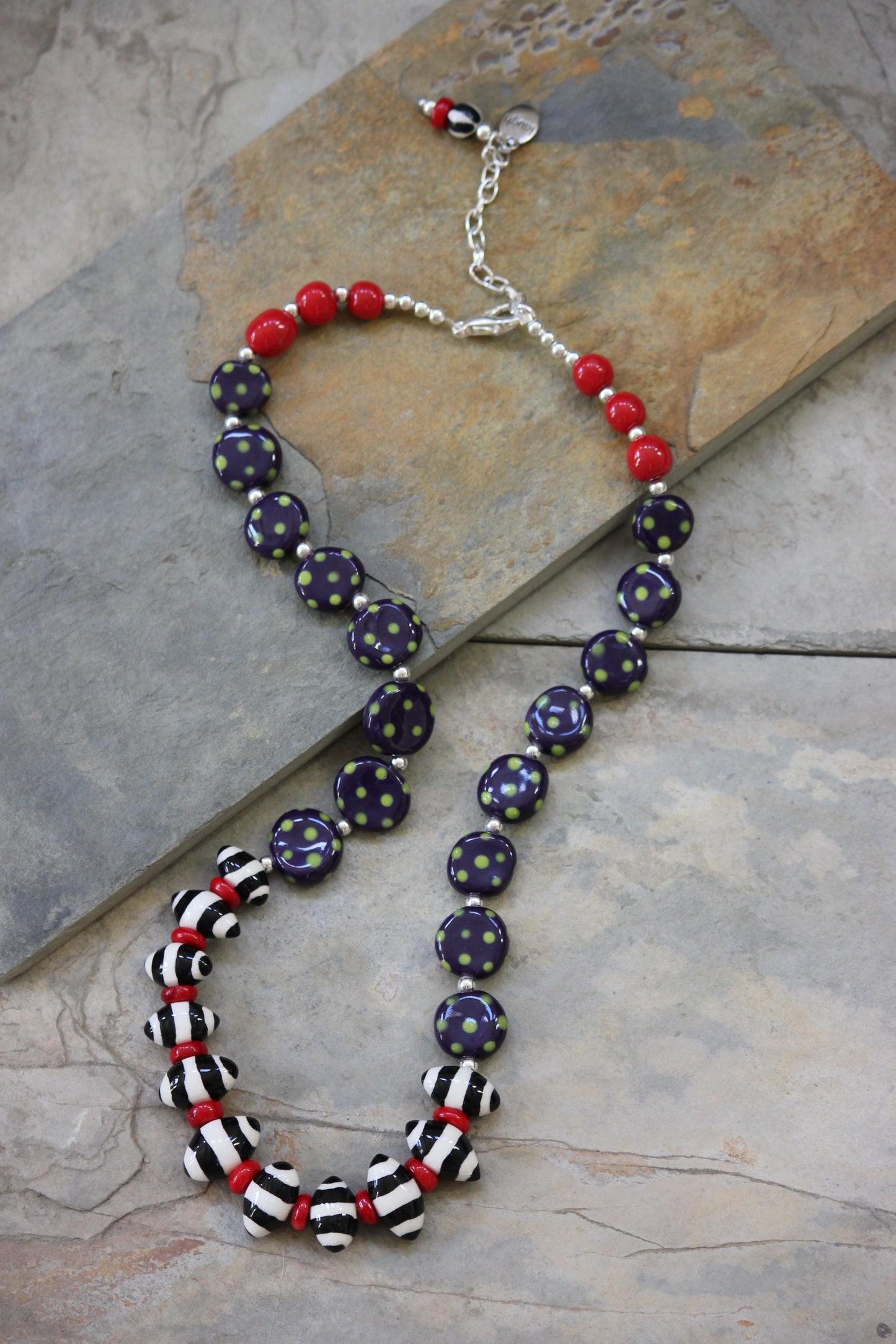 Porcelain Multi Color and Multi Pattern Beaded Necklace