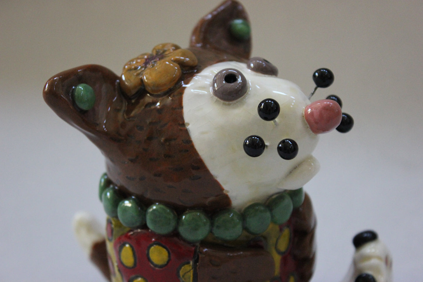 Whimsical, Clothed Kitty Cat Sculpture