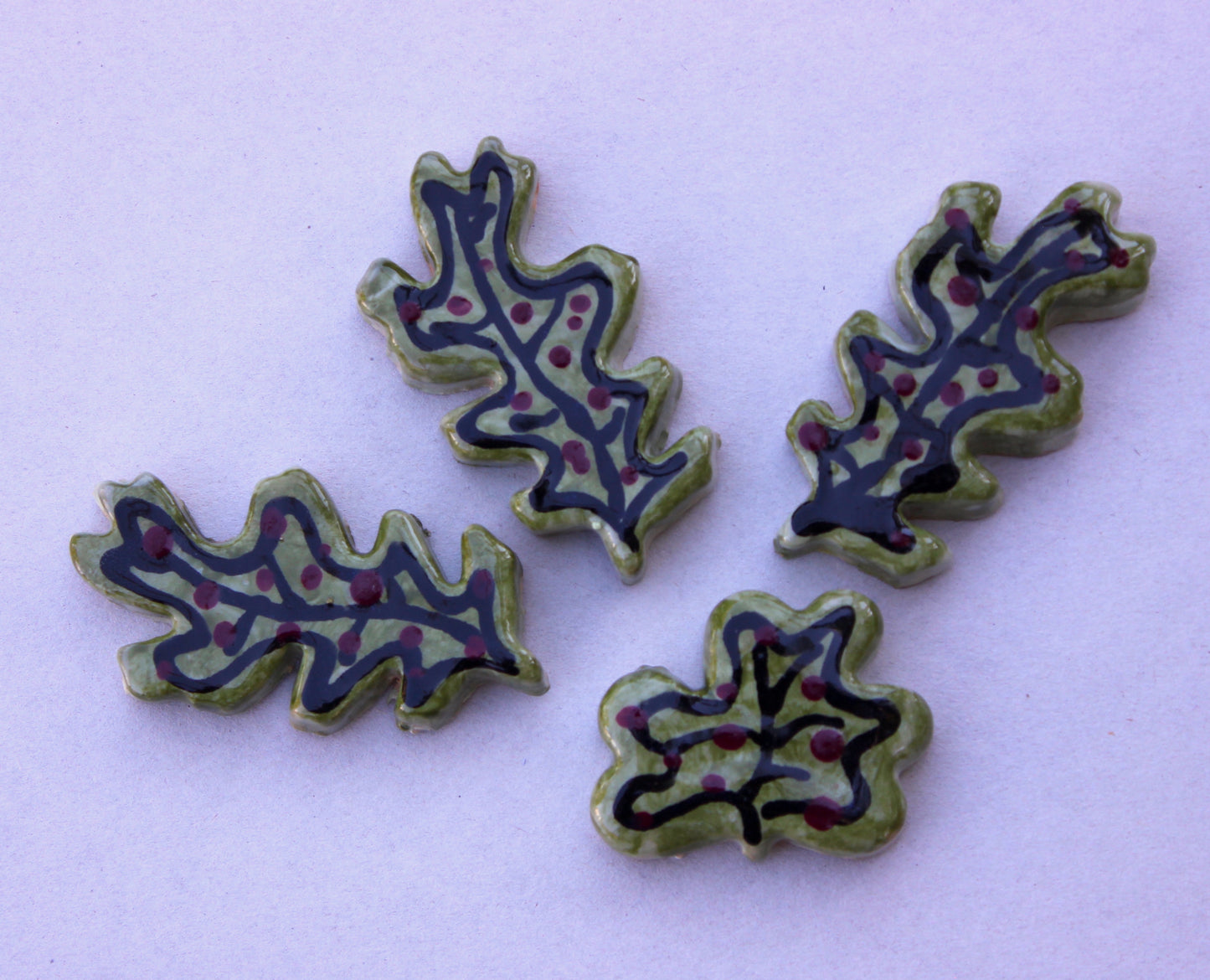 Ceramic Leaf Tile Set of Four