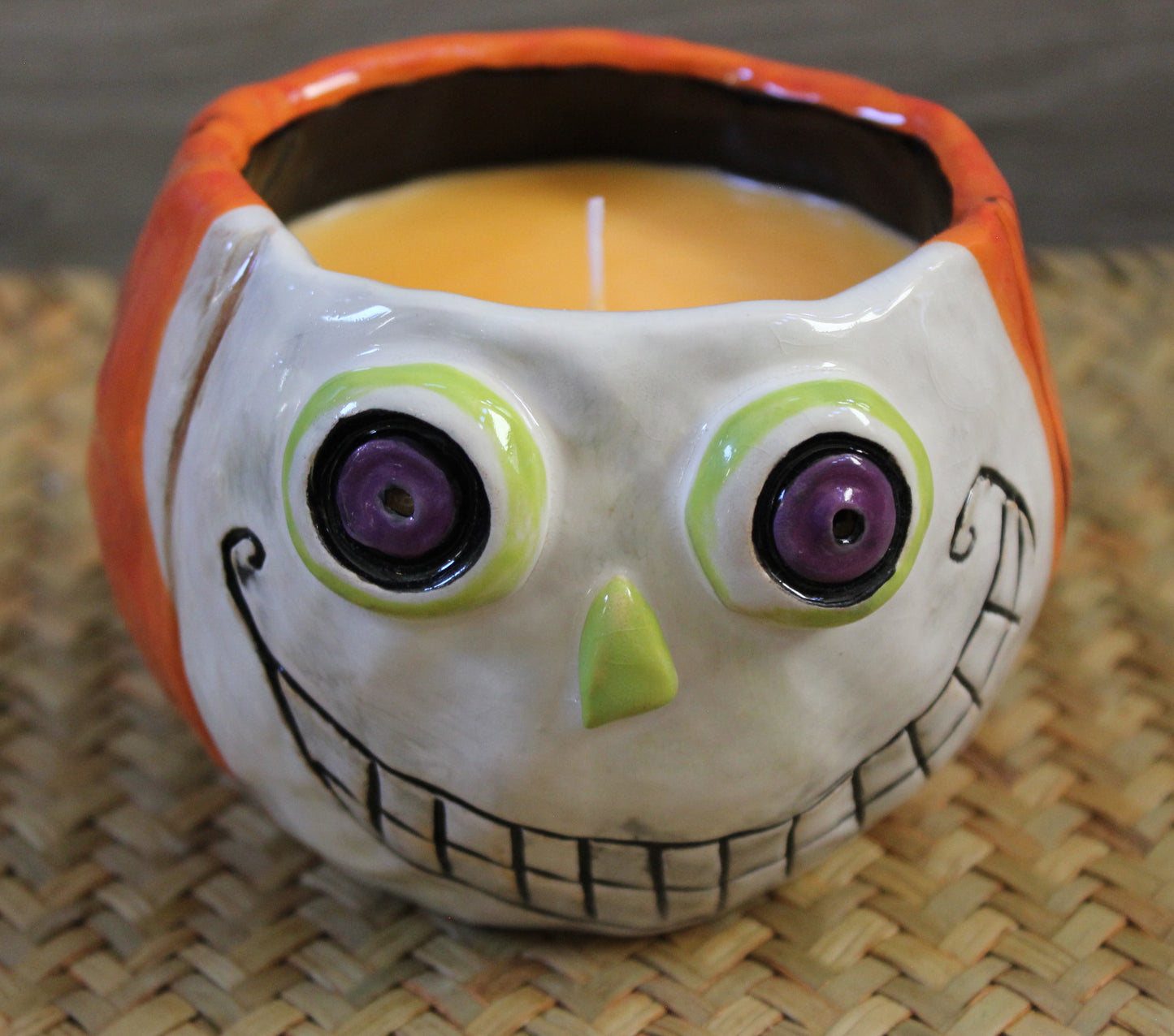 Halloween Pumpkin Candle Holder with Candle