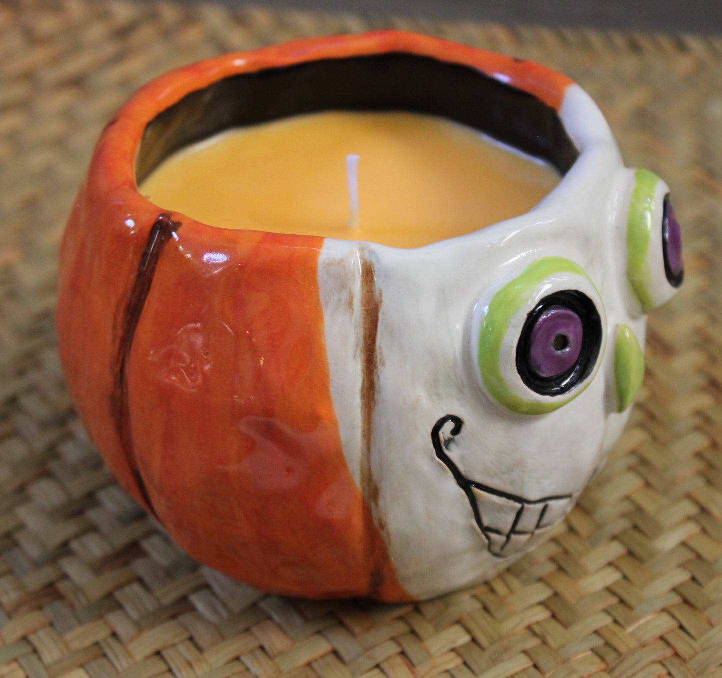 Halloween Pumpkin Candle Holder with Candle