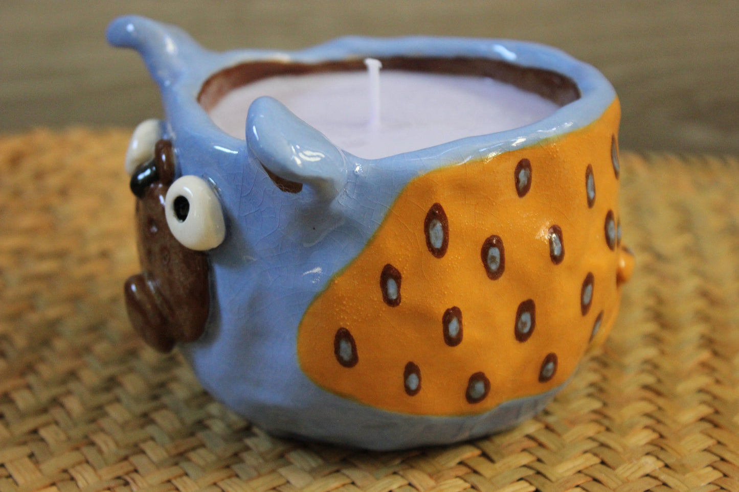 Pouting Pug Dog Ceramic Scented Candle Holder with Candle