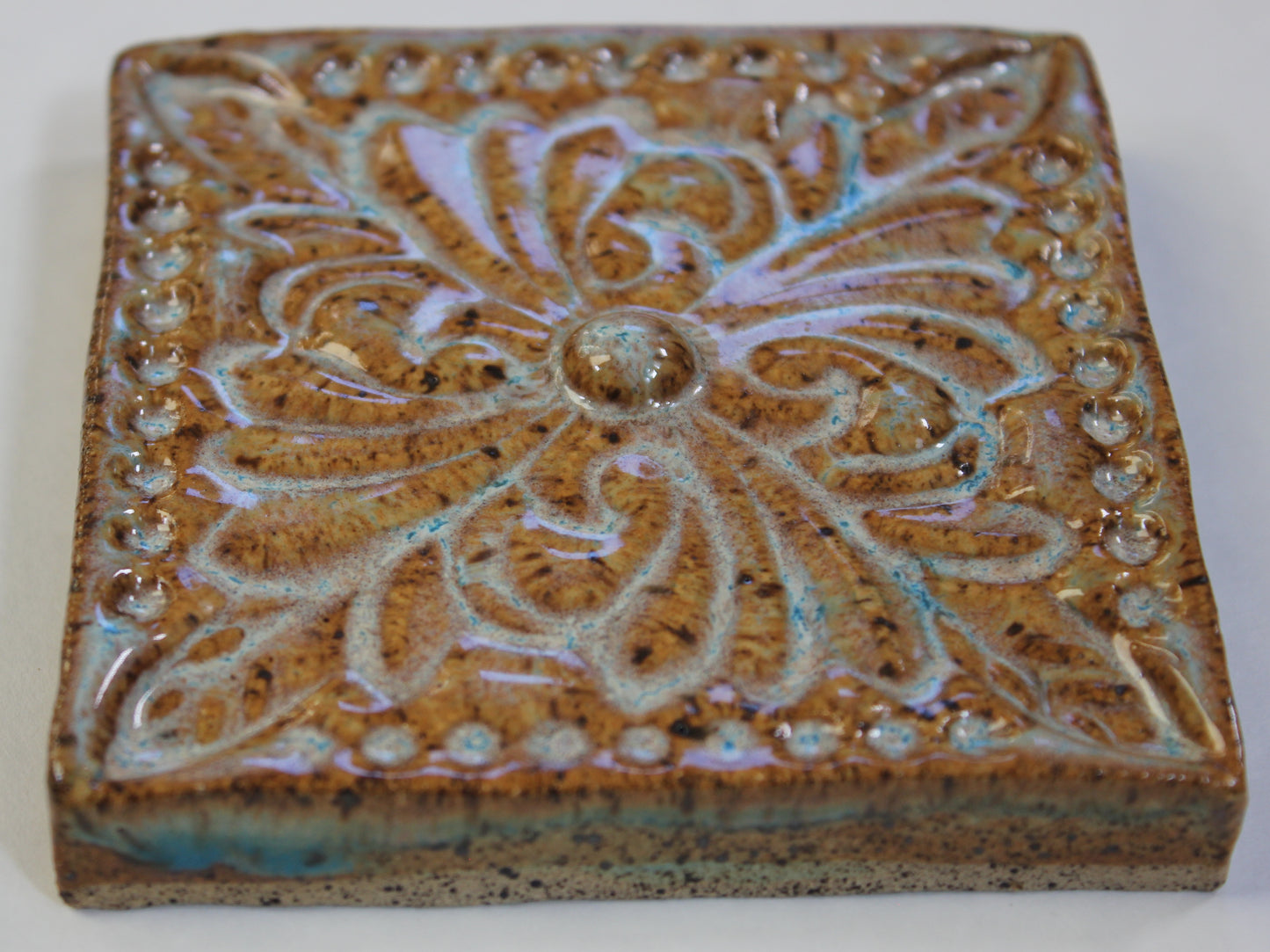Art Nouveau Raised Patterned Ceramic Tile for Mosaics and Home Decoration