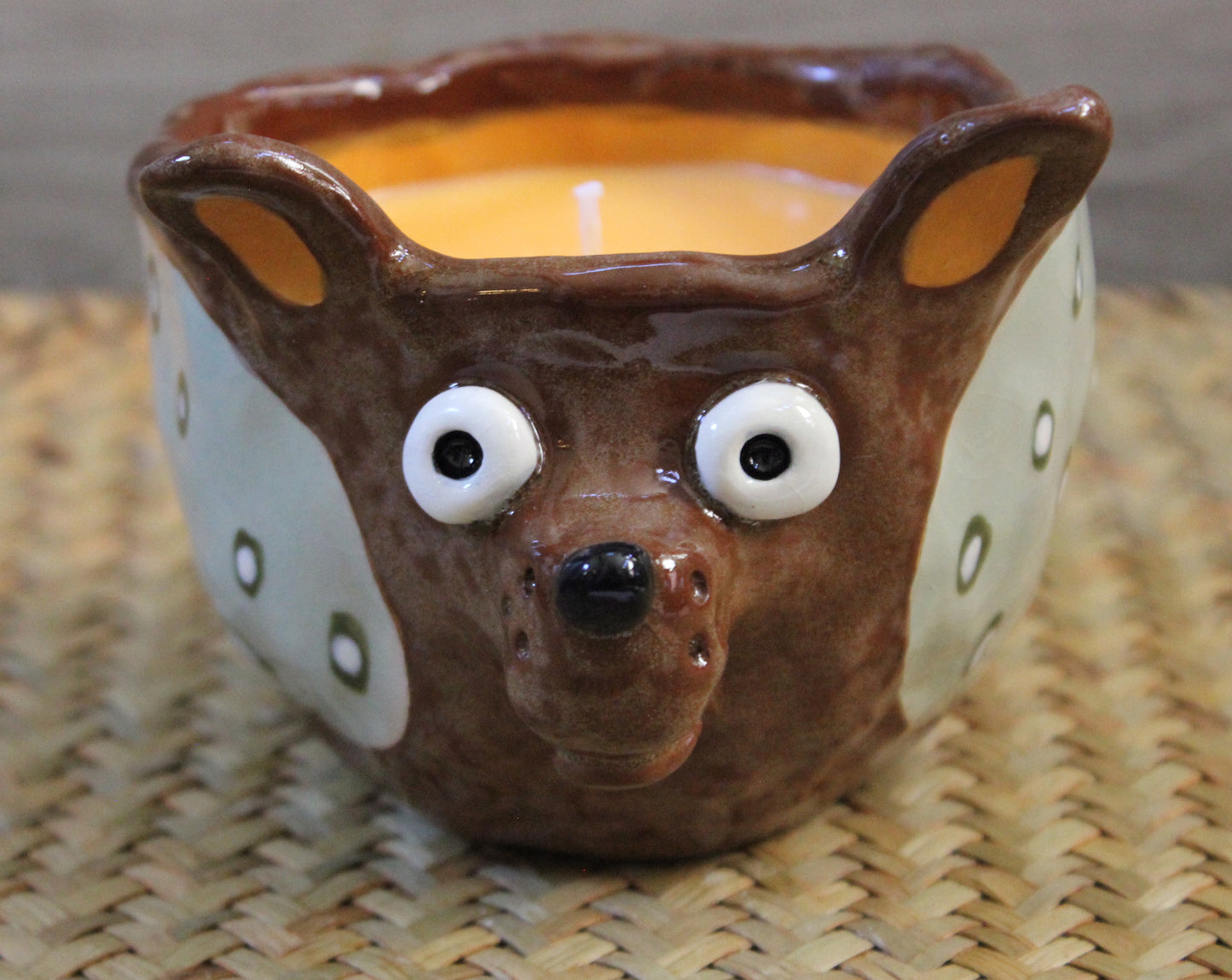 Dog Sculpture Tabletop Container with Scented Candle