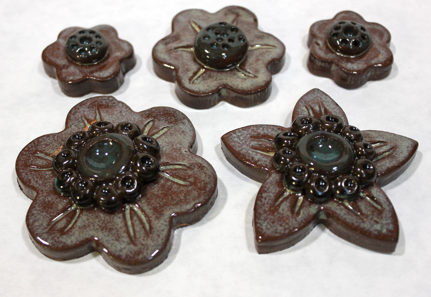 Chocolate Brown Decorative Flower Tile Set