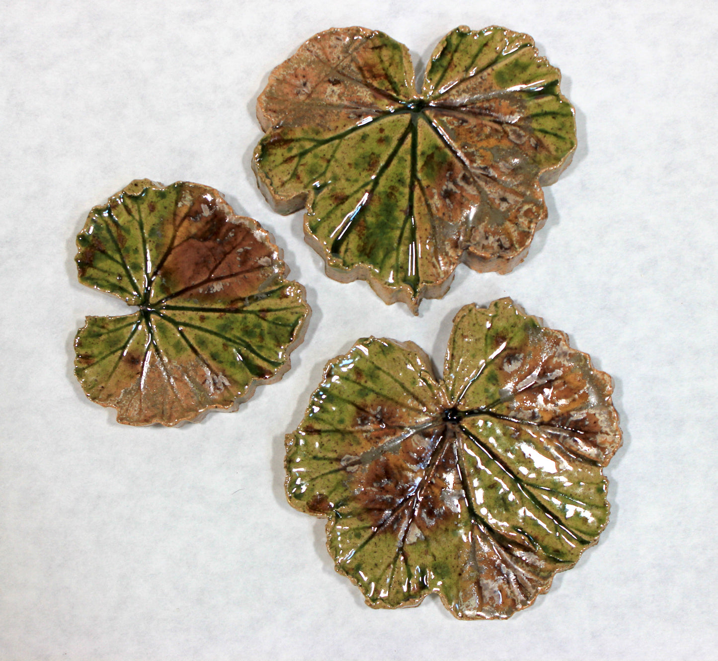 Decorative Geranium Leaf Tile Set of Three