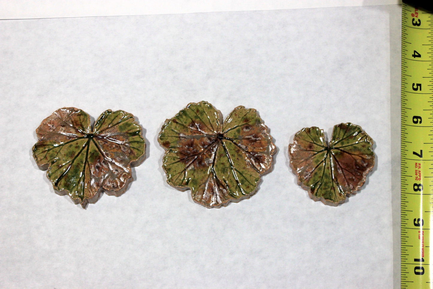 Decorative Geranium Leaf Tile Set of Three