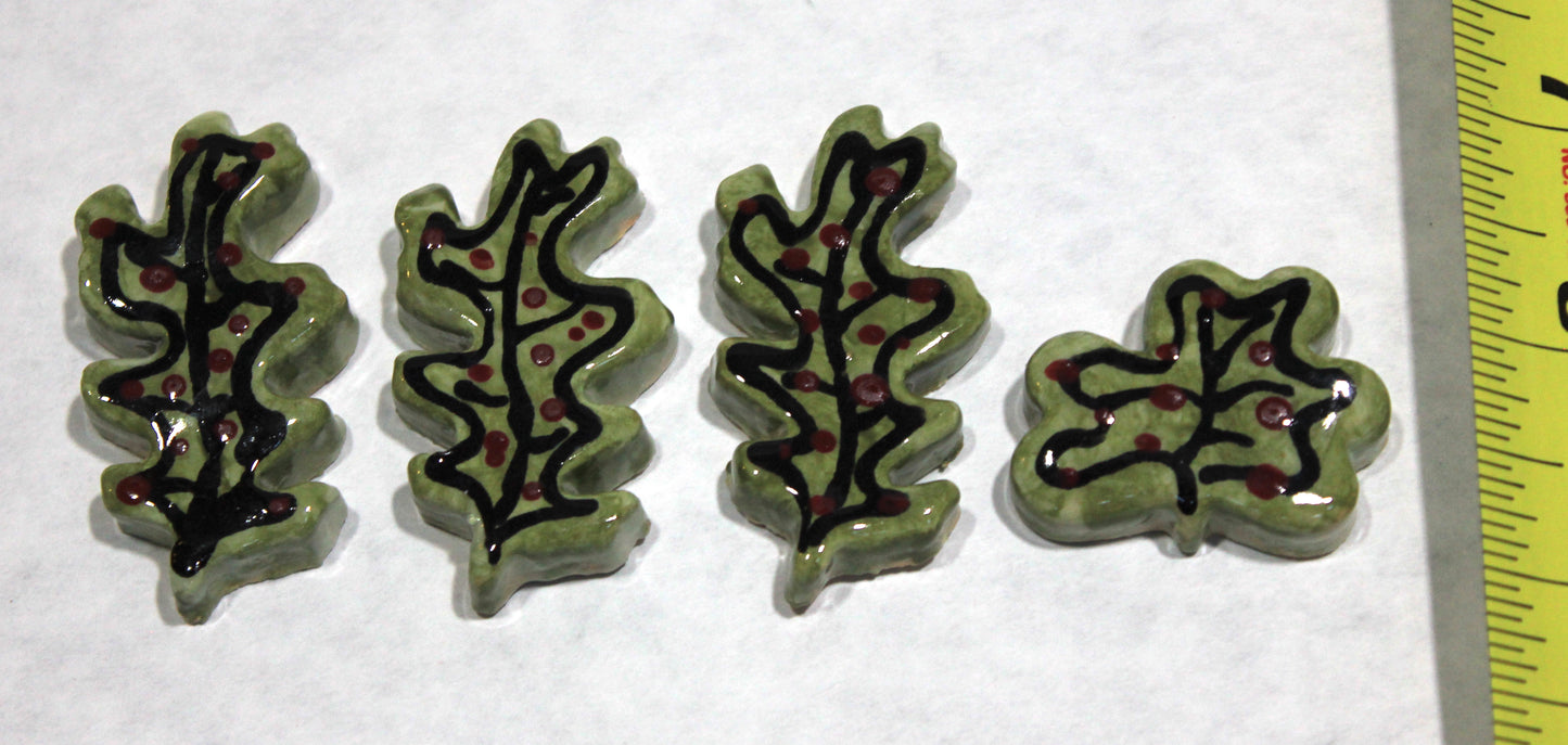 Ceramic Leaf Tile Set of Four