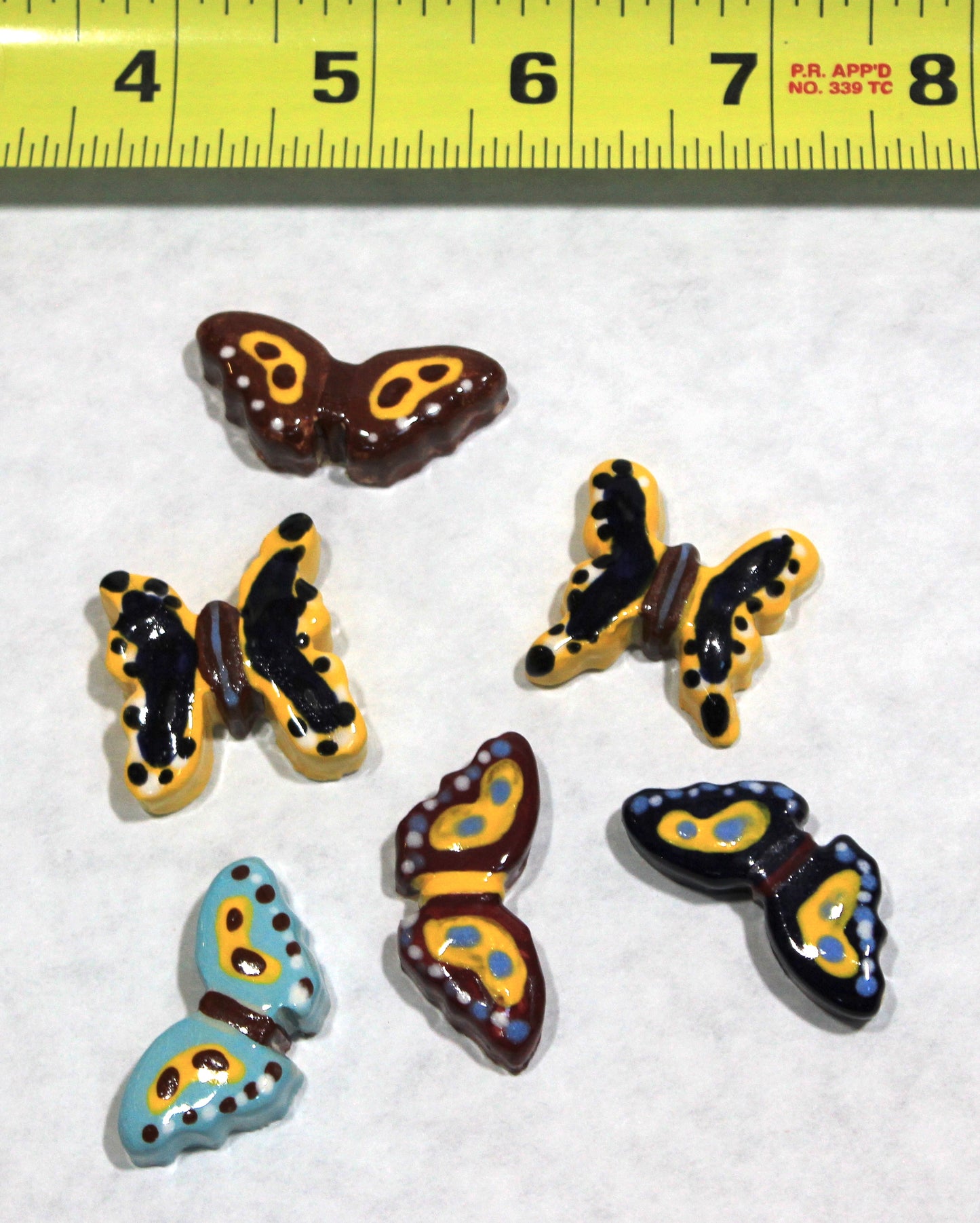Small Hand-Painted Ceramic Butterfly Tile Set for Mosaics and Crafting