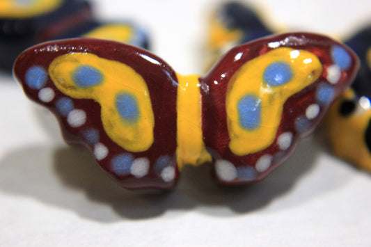 Small Hand-Painted Ceramic Butterfly Tile Set for Mosaics and Crafting