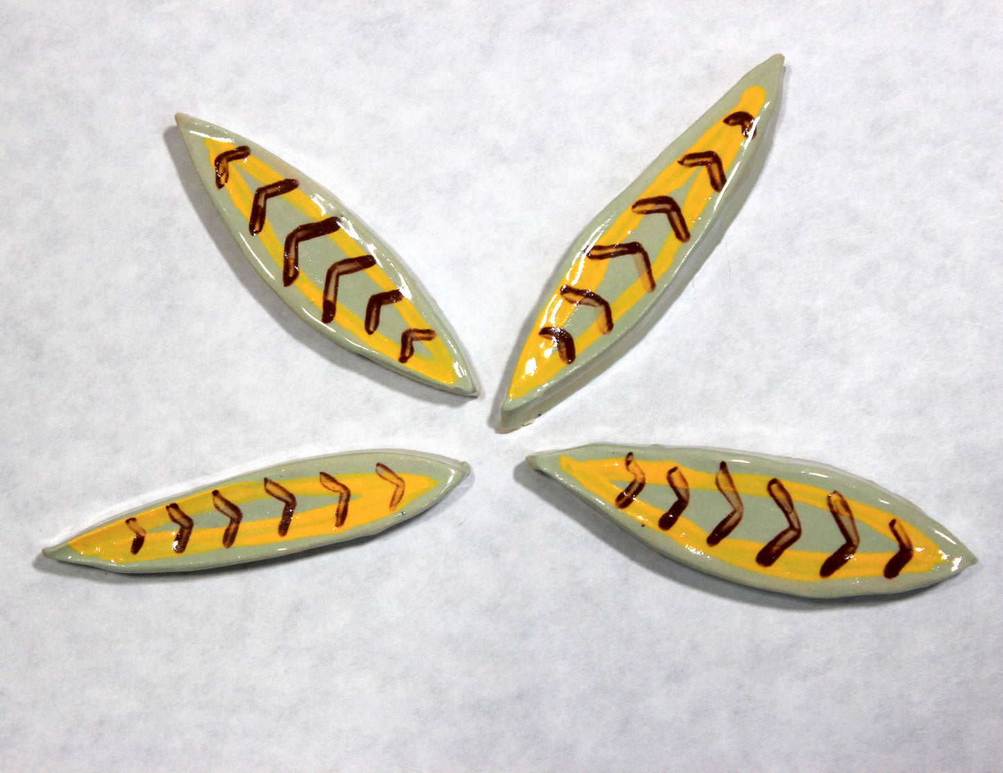 Small Hand-Painted Leaf Tiles for Mosaics and Crafting