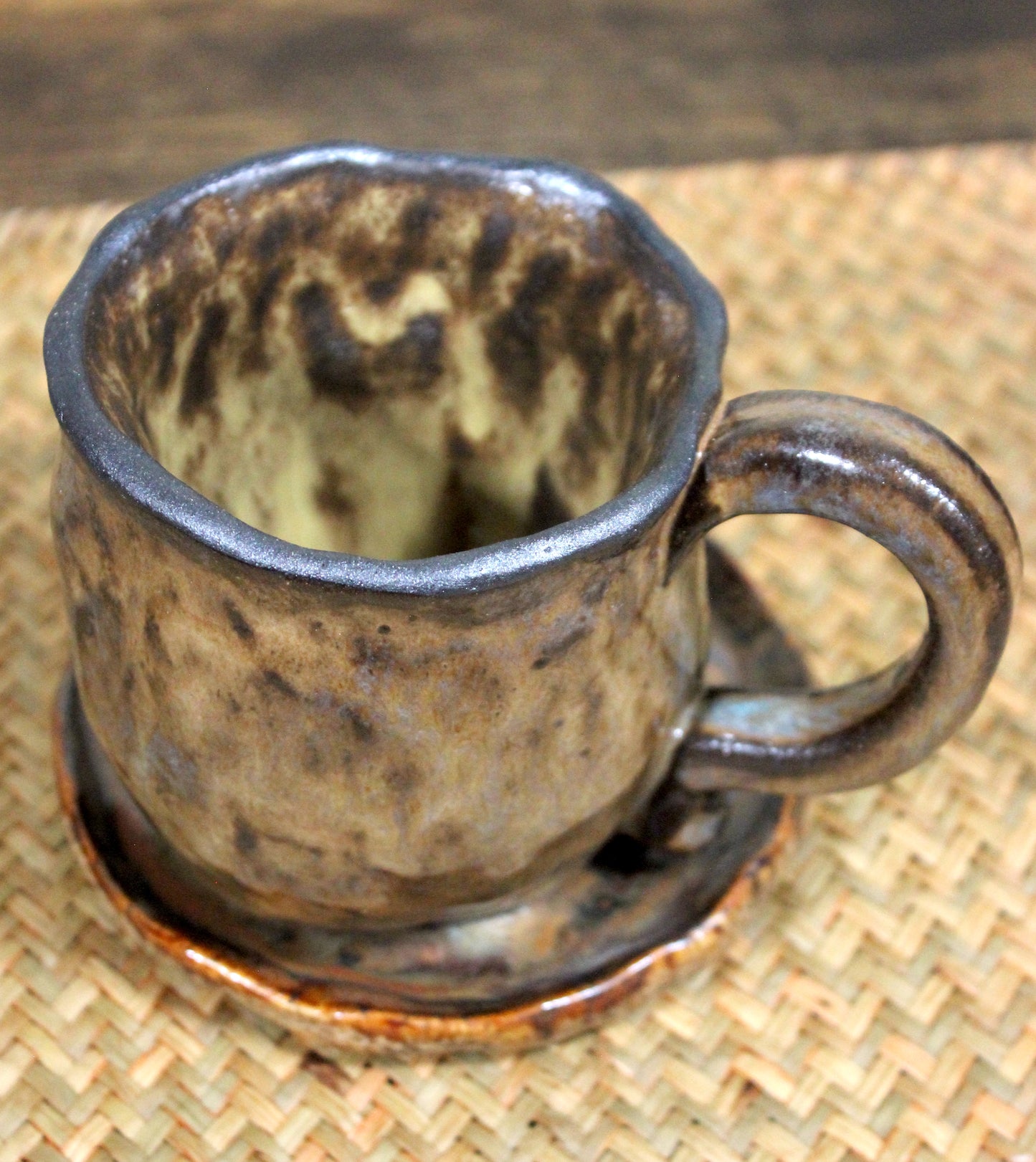 Rich Brown Ceramic Cup with Saucer Set