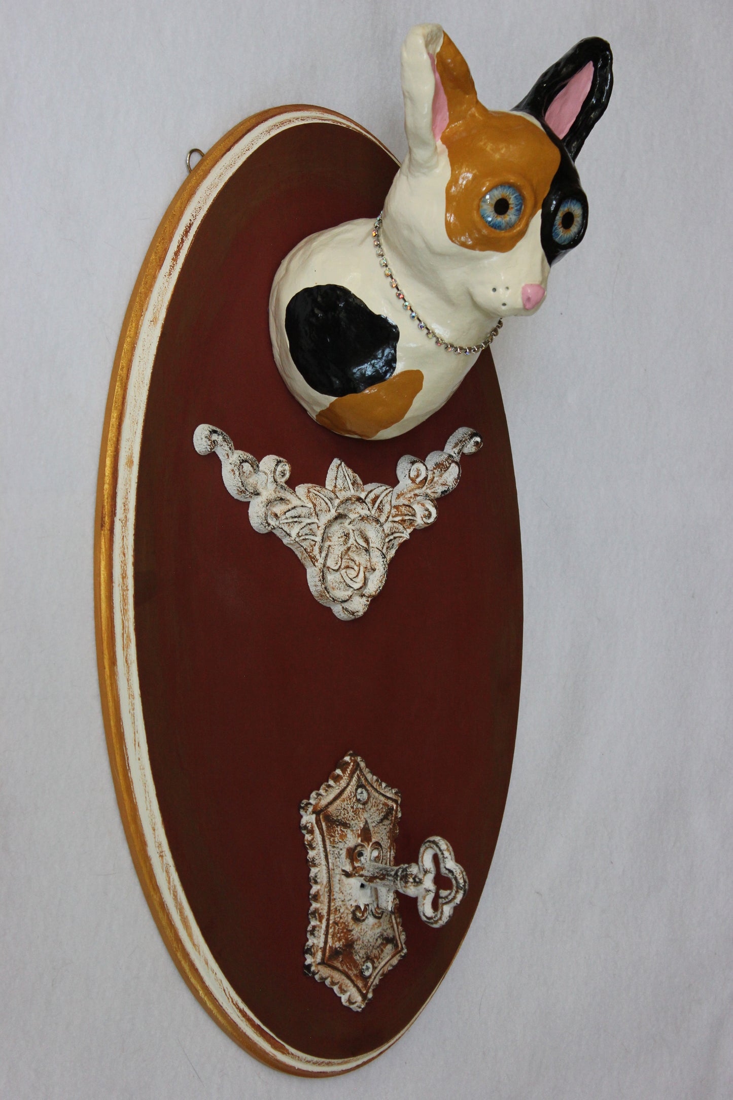 Ceramic Calico Cat Wall Organizer and Home Decoration