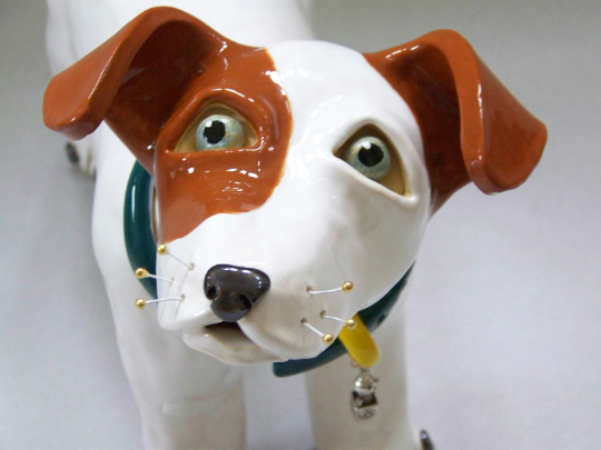 Brown and White Whimsical Jack Russell Terrier Dog Sculpture