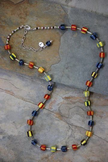 Colorful Mixed Media Beaded Adjustable Necklace