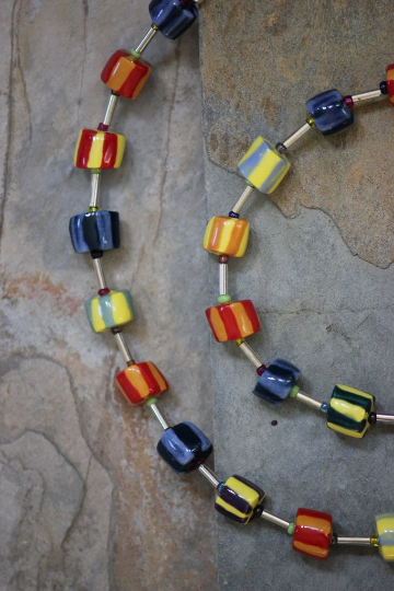Colorful Mixed Media Beaded Adjustable Necklace