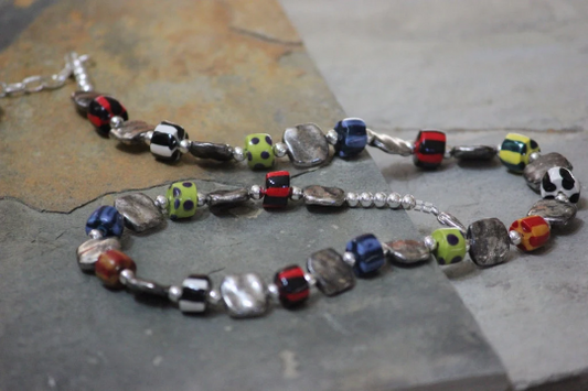 Multi Color and Patterned Beaded Necklace