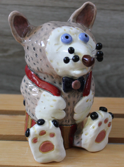 Sitting Dog in Clothes Tabletop Sculpture and Home Decor