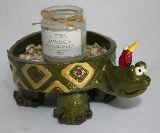 Ceramic Turtle Candle Holder, Container and Sculpture Home Decor