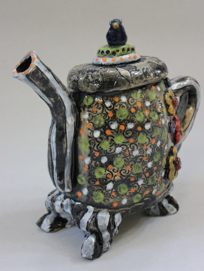 Burtonesque Dark Shaded Decorative Teapot Sculpture and Home Decoration